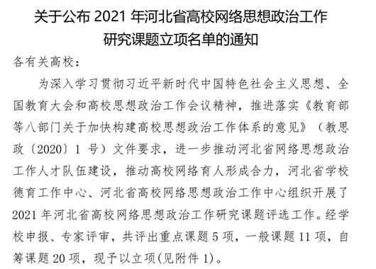 喜報:我校網(wǎng)絡思政工作研究課題成功立項!