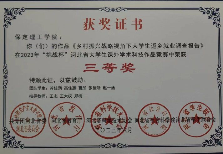 喜報|保理學(xué)子在第十八屆“挑戰(zhàn)杯”河北省大學(xué)生課外學(xué)術(shù)科技作品競賽斬獲佳績!