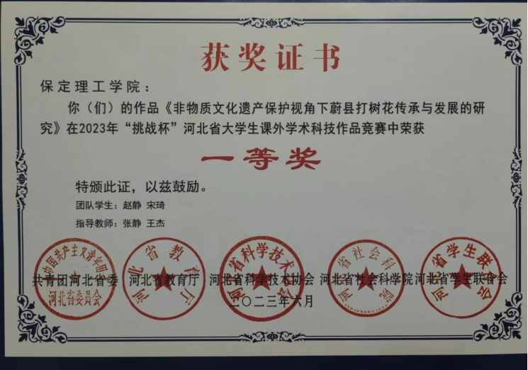 喜報|保理學(xué)子在第十八屆“挑戰(zhàn)杯”河北省大學(xué)生課外學(xué)術(shù)科技作品競賽斬獲佳績!