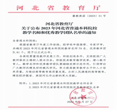 我校教師薛芳及工程與造價(jià)專業(yè)教學(xué)團(tuán)隊(duì)分獲河北省“教學(xué)名師”、“優(yōu)秀教學(xué)團(tuán)隊(duì)”榮譽(yù)稱號(hào)
