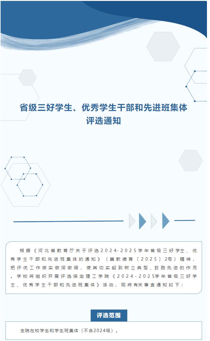 保定理工學(xué)院|信工學(xué)院|省級三好學(xué)生、優(yōu)秀學(xué)生干部和先進班集體評選通知
